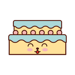 sweet and delicious cake kawaii character vector illustration design