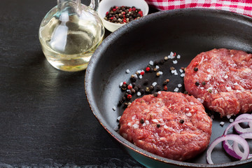 raw home-made beef burger cutlet