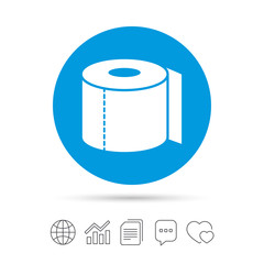Toilet paper sign icon. WC roll symbol.