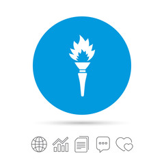 Torch flame sign icon. Fire symbol.