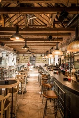 Papier Peint photo Restaurant Restaurant avec plafond en bois de luxe