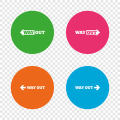 Way out icons. Left and right arrows symbols.