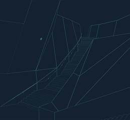 stairs in Toledo, Spain in wire frame style