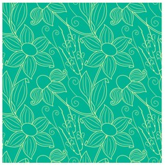 Seamless floral yellow pattern on blue stock vector illustration