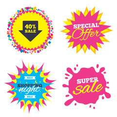 40 percent sale arrow tag sign icon.