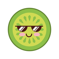 cucumber slice kawaii character vector illustration design