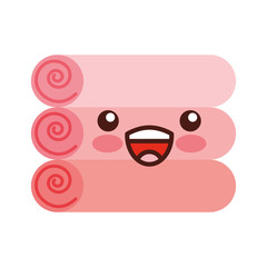pile towels kawaii character vector illustration design