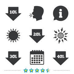 Sale arrow tag icons. Discount symbols.