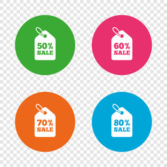 Sale price tag icons. Discount symbols.