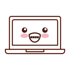 laptop computer kawaii character vector illustration design