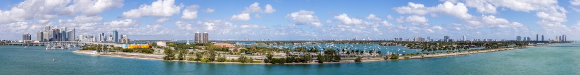Downtown Miami skyline seen from a cruise ship