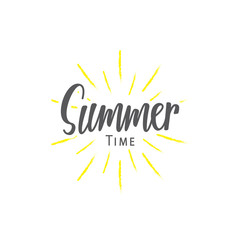 Summer (Time) lettering typography vector design on white background. Lettering design concept.