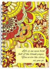 orange cover zen floral design of the notebook