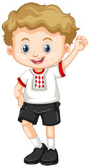 Ukraine boy in white shirt