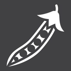 Peas solid icon, vegetable and diet, vector graphics, a glyph pattern on a black background, eps 10.