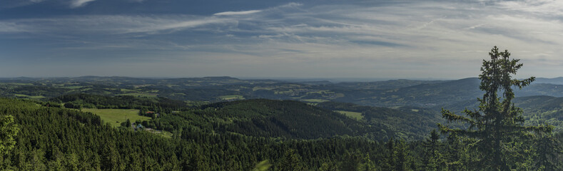 Fototapeta na wymiar Panorama from White cross in Jizerske mountains