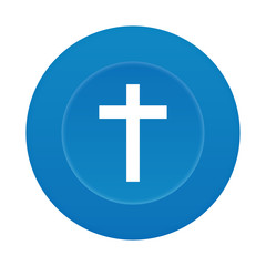 Runder 3D Button - Kreuz - Glaube