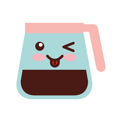 coffee teapot kawaii character vector illustration design