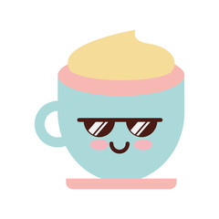 coffee cup kawaii character vector illustration design