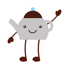 coffee teapot kawaii character vector illustration design