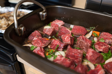 Beef Bourguignon ready to cook