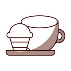 delicious coffee with cupcake vector illustration design