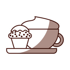 delicious coffee with cupcake vector illustration design