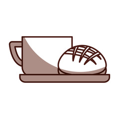 delicious coffee with bread vector illustration design