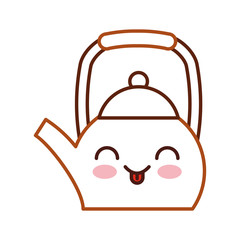 coffee teapot kawaii character vector illustration design
