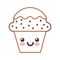cup cake sweet kawaii character vector illustration design