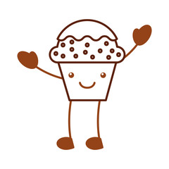 cup cake sweet kawaii character vector illustration design