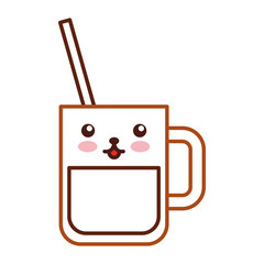 iced coffee glass kawaii character vector illustration design