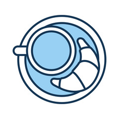 delicious coffee with croissant vector illustration design