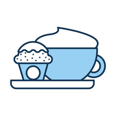 delicious coffee with cupcake vector illustration design