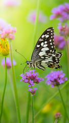 Beautiful Butterfly on Colorful Flower