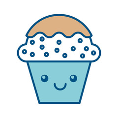 cup cake sweet kawaii character vector illustration design