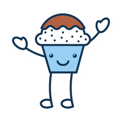 cup cake sweet kawaii character vector illustration design