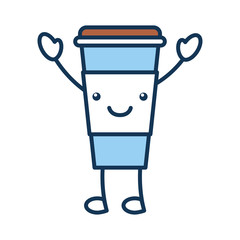 coffee plastic cup kawaii character vector illustration design