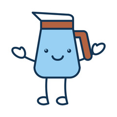 coffee teapot kawaii character vector illustration design