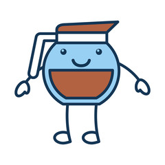 coffee teapot kawaii character vector illustration design