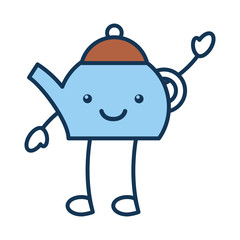 coffee teapot kawaii character vector illustration design