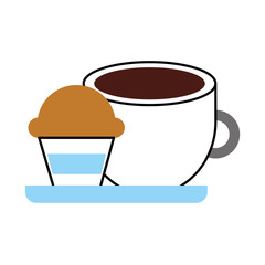 delicious coffee with cupcake vector illustration design