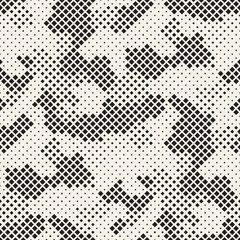 Modern Stylish Halftone Texture. Endless Abstract Background With Random Size Squares. Vector Seamless Chaotic Mosaic Pattern.