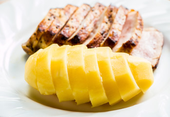 boiled potato with steak