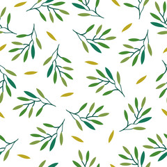 Abstract Leaves Pattern on White Background : Seamless Pattern : Vector Illustration