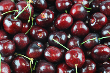 close up on cherries background