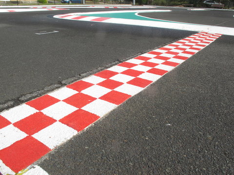 finish line in finish racetrack, red and white color