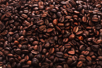 roasted coffee beans, can be used as a  texture - the beautiful food background