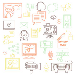 Online video blog infographic elements set