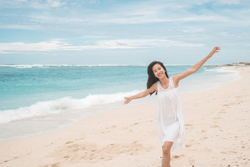 excited woman on The Beach